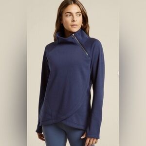 Athleta Navy Cowl Neck pullover Sweater with Zipper size small